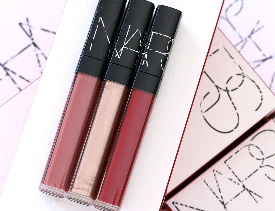 NARS Lipglosses from the Laced With Edge Holiday collection from the left: Corsica, Soleil D'Orient and Burning Love