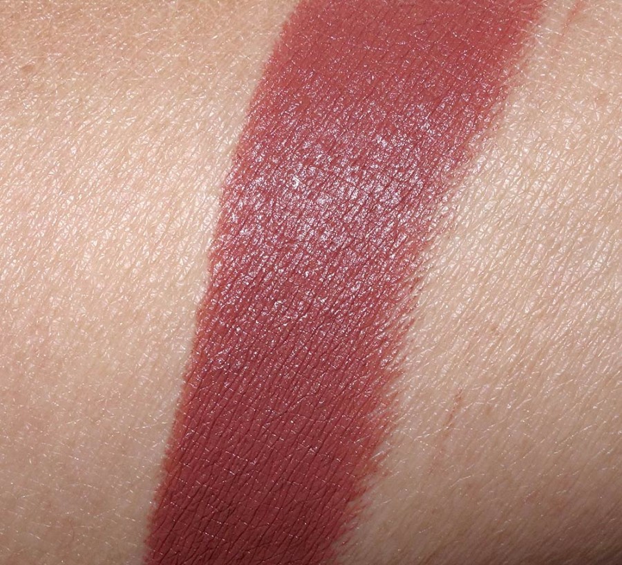MAC Persistence Lipstick swatched on my NC42 skin. mac persistence swatch. 