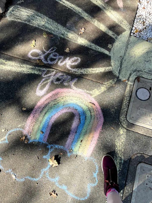 love you chalk drawing